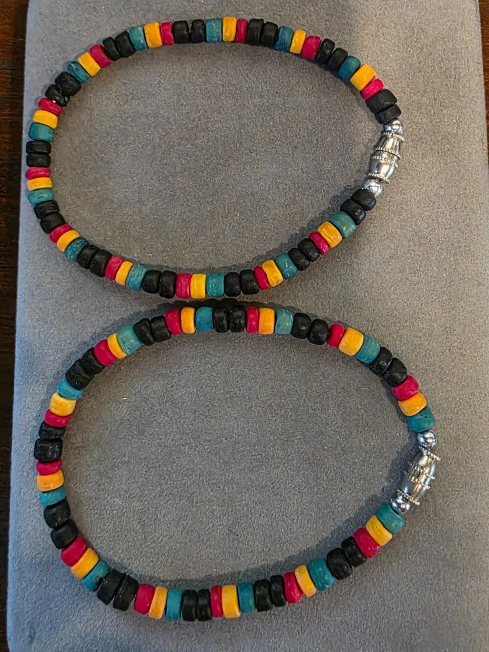 Rasta Reggae Wood Bead Bracelet Vibrant Colorful Tribal Summer Beach Style  x 2